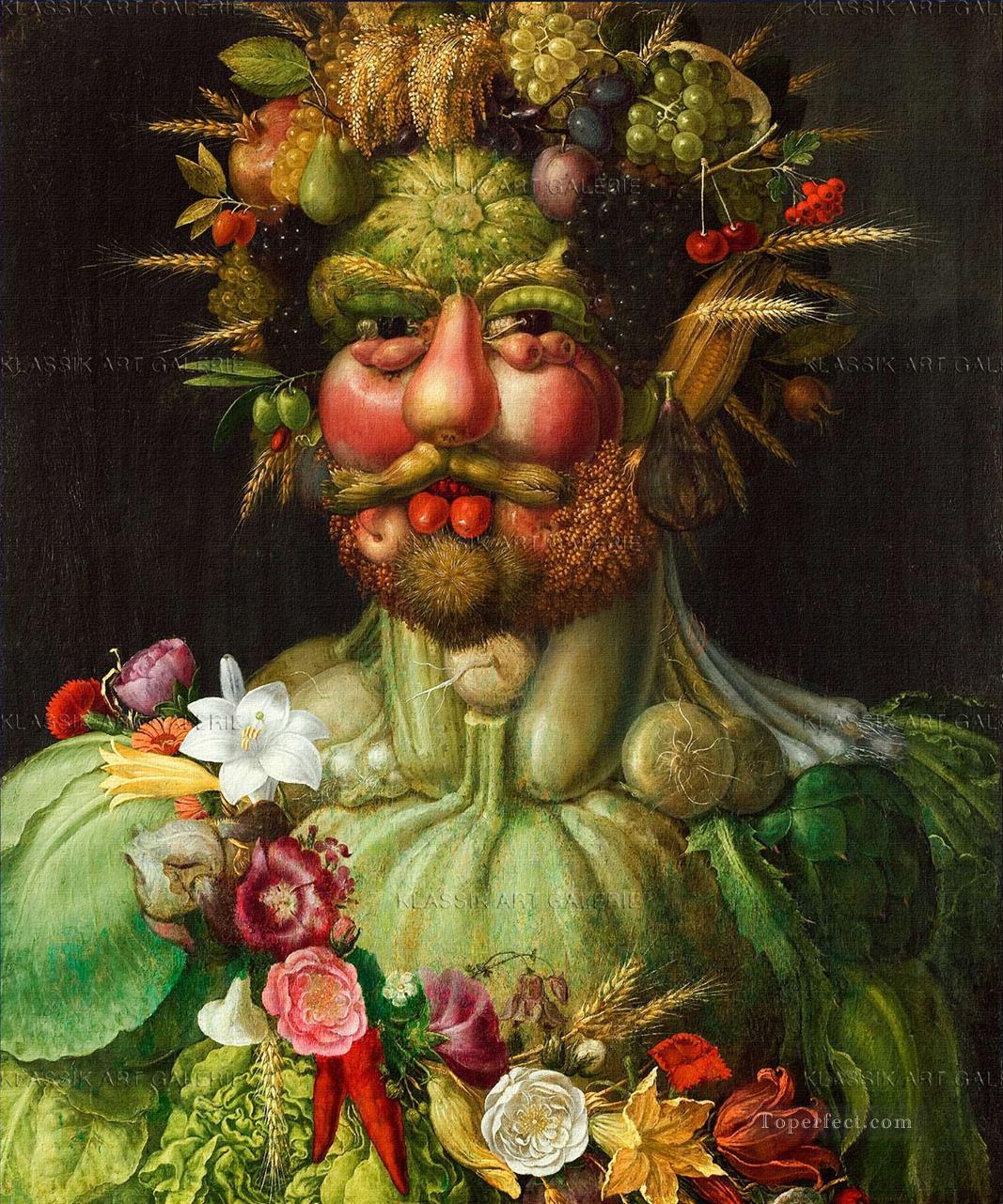 man of vegetable and flowers Giuseppe Arcimboldo Fantasy Oil Paintings